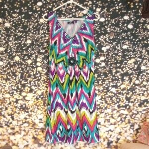 Nina Leonard Multicolor Zigzag Midi Dress